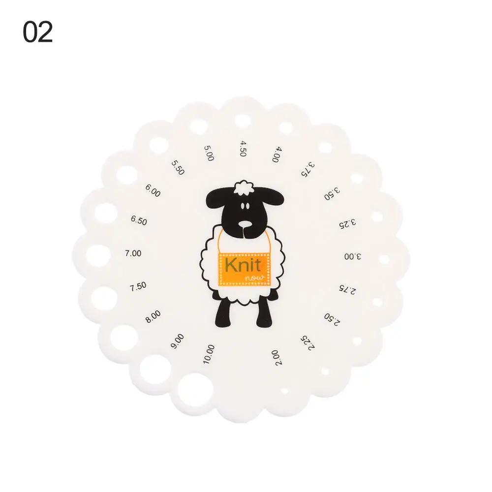 Portable Sheep Head Gauge Ruler With Scissor Practical Knitting Needles And Crochet Hook Gauge MM Ruler Tool