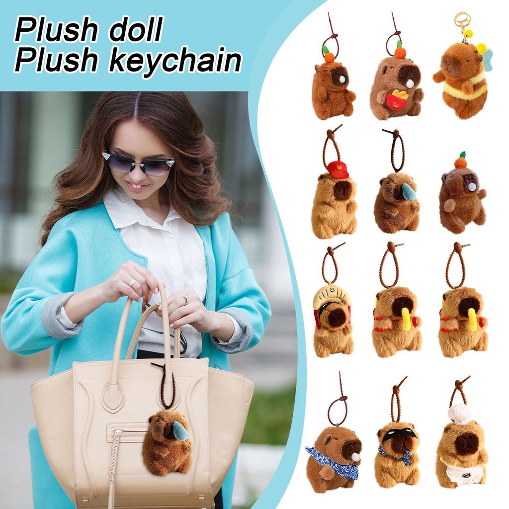 Plush Doll Bee Dolphin  Vibration Plush Keychain  Food French Fries Capibala