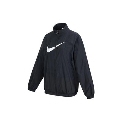 Sportswear Essential Logo Crinkle Weave Loose Stand Collar Jacket Women Jacket Black DM6182-010