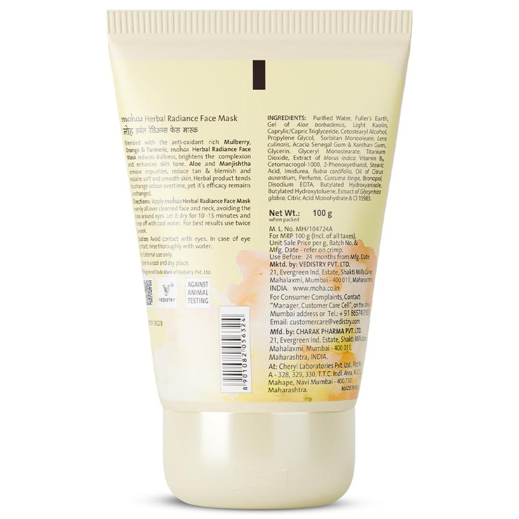 Moha Herbal Radiance Face Mask Cream For Brightening Glow, Deep Nourishing Care, Weekly Reset, 100 g Pack Of 1