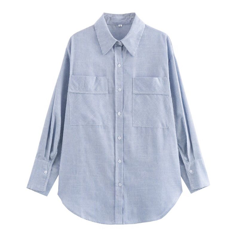Kaslead New Arrival Women's Clothing Fashion Style Fashion Casual Minimalist with Striped Style with Pockets Shirt 3232232