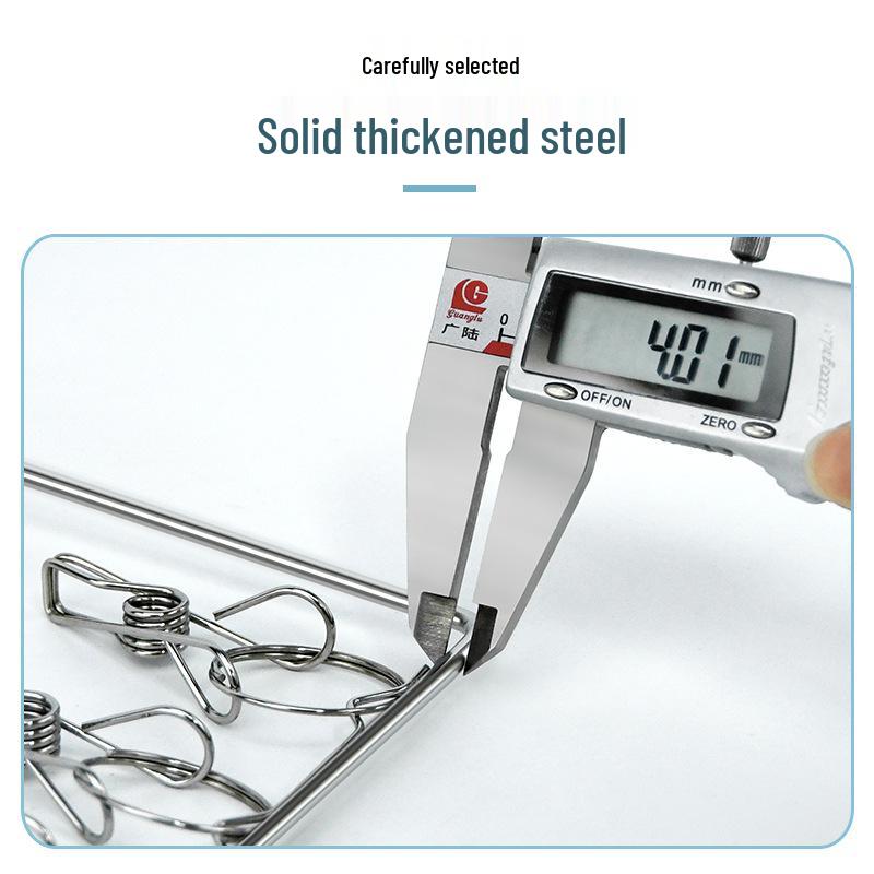 Flerlagrigt torkställ i rostfritt stål med vindtäta krokar för strumpor och underkläder