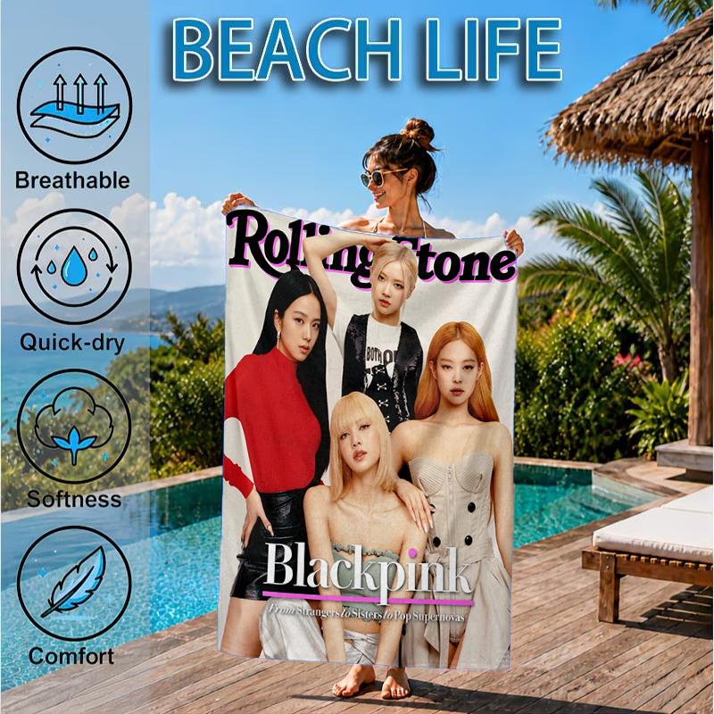 kpop Bp Beach Towel, Microfiber Beach Towel, Perfect For Pool, Beach, Travel, Home Decor Beach Party Fan gifts