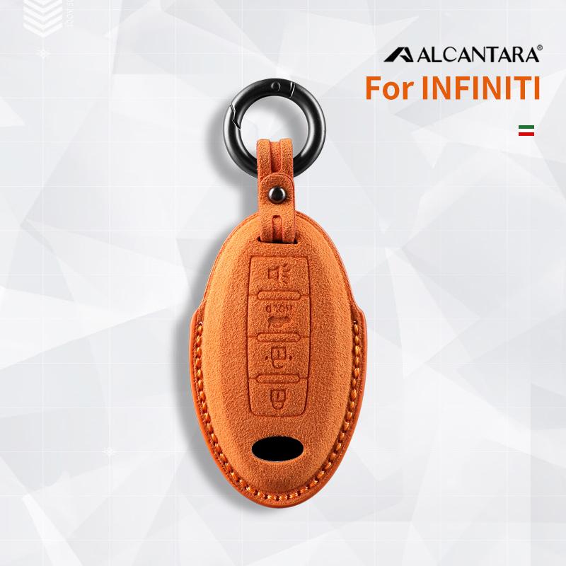Interior Mouldings For Infiniti FX35 QX50 Q40 Q60 Q70 Q80 4 Button Alcantara Suede Car Key Case Shell Keychain Accessories