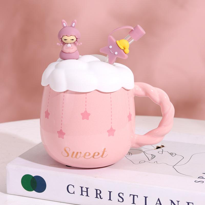 Wolkenmädchen Tasse hoher Wert Cartoon niedlich lustig Keramiktasse Kaffeetasse Zuhause Paar Tasse Büro
