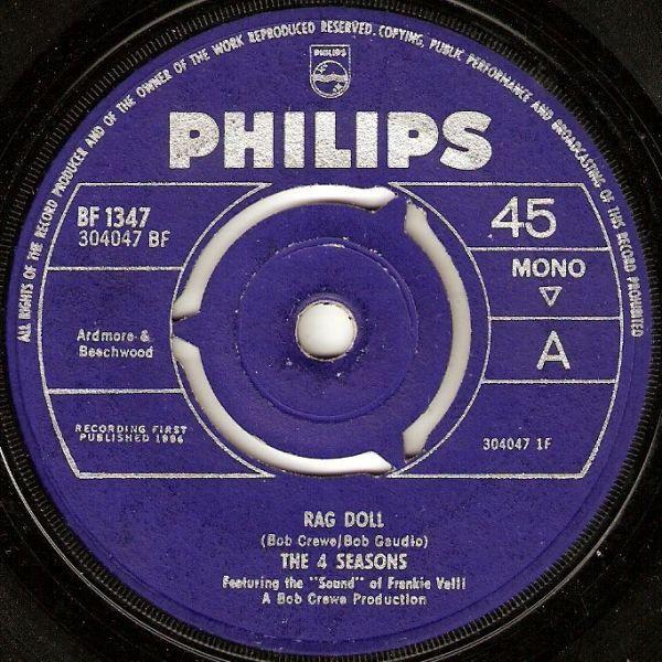 7inch Record FOUR SEASONS - Rag Doll  BF1347 Philips 1964 UK Rock Used