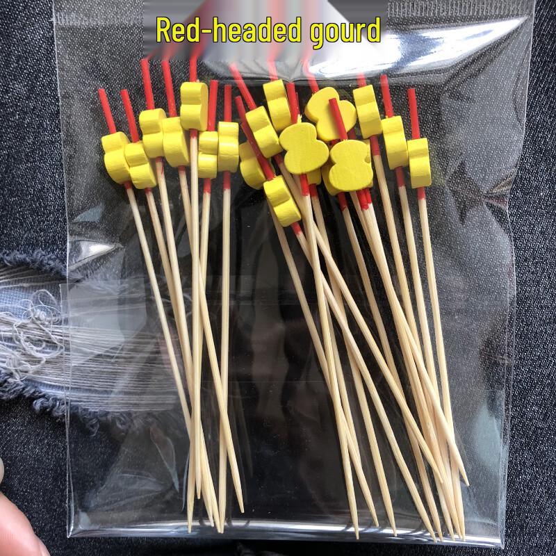 ZISIZ Disposable Red Gourd Bamboo Fruit Skewers
