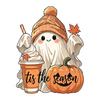 Rustic Autumn Table Centerpiece Halloween Wooden Ghost Ornament with Pumpkin Pattern, Double Sided Desktop Decoration, Cute Figurine Spooky