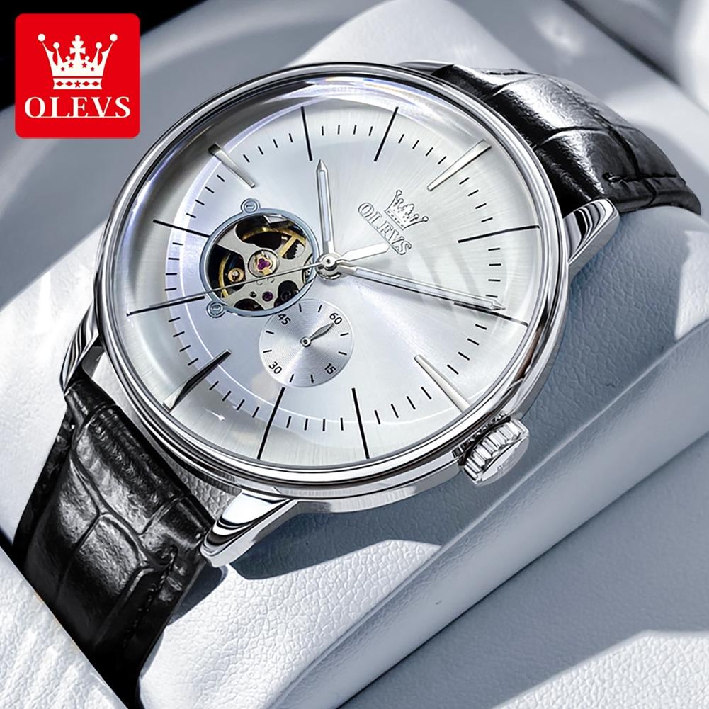 OLEVS Original Mechanical Wristwatch for Men Luxury Simple Hollow Out Automatic Men's Watches Chronograph Waterproof Man Watch