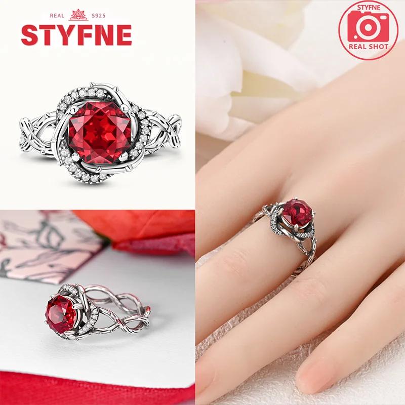 Unendliche Liebe Schmuck Schwarz & Rosa Herz Glänzende Zirkon Ringe Mode Neu 925 Silber Damenringe für Valentinstagsgeschenk