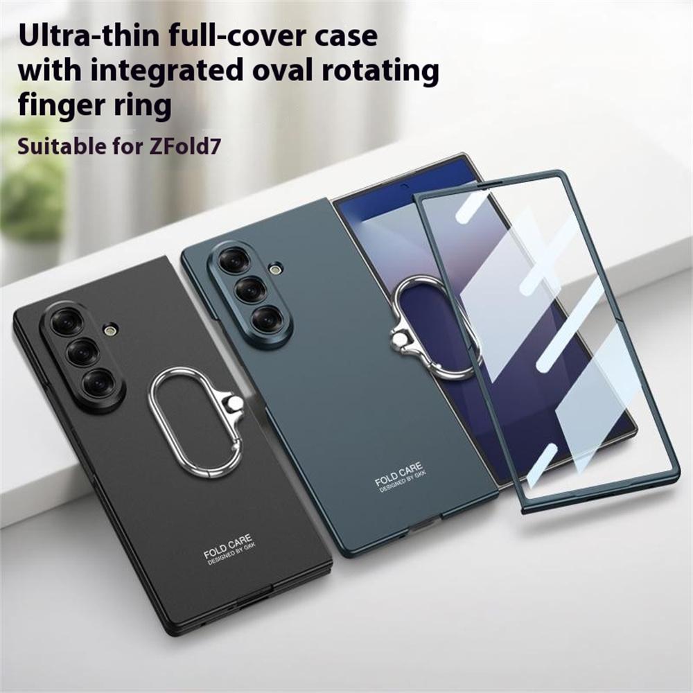 GKK For Samsung Galaxy Z Fold7 5G Case Oval Kickstand Hard PC Phone Back Cover with Small Film
