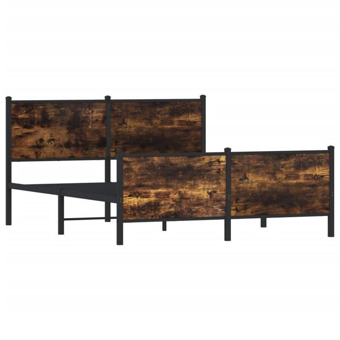 VidaXL Metal Bed Frame with Headboard and Footboard 137x190 Cm, Double Bed, Bedroom Furniture, Guest Bed, 4007684