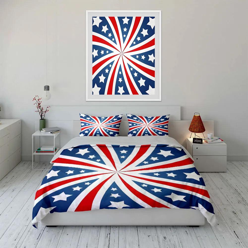 Patriotic Three-Piece Decor Set Soft Comfortable Duvet Cover Bedding Set Included 1*Duvet Cover & 2*Pillowcases Gift