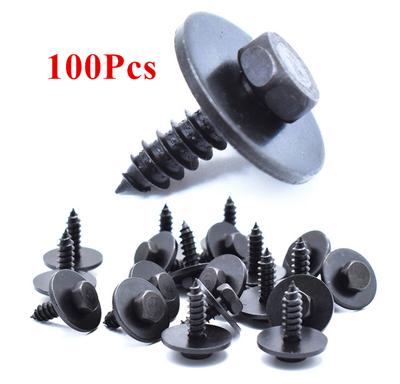 100 Pieces Metal Car Body Screws, Fenders, Bumpers, 7.7 Mm Hexagon