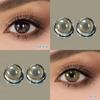 FreshLady 1 Pair (2pcs) 14.2mm Yearly Disposable 40% Water Content Colored Contact Lenses, Green, Gray, Brown