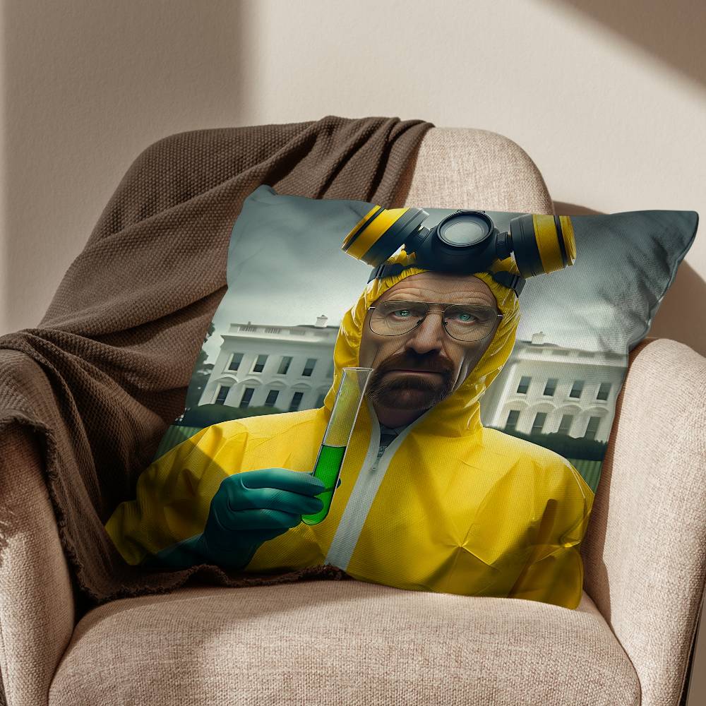 Cool Walter White Breaking Bad Pillow Case Square DoubleSided Printing Short Plush Sofa Cushion Cover Bedroom Bedside Pillow