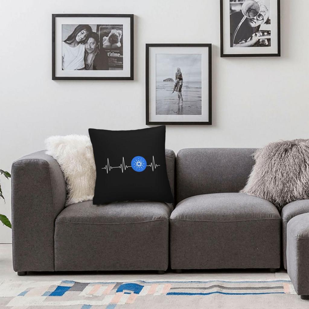ADA Crypto Coin Heartbeat For Cardano Square Pillowcase Cushion Cover Pillow Case Throw Pillow Cover for Home Sofa Living Room