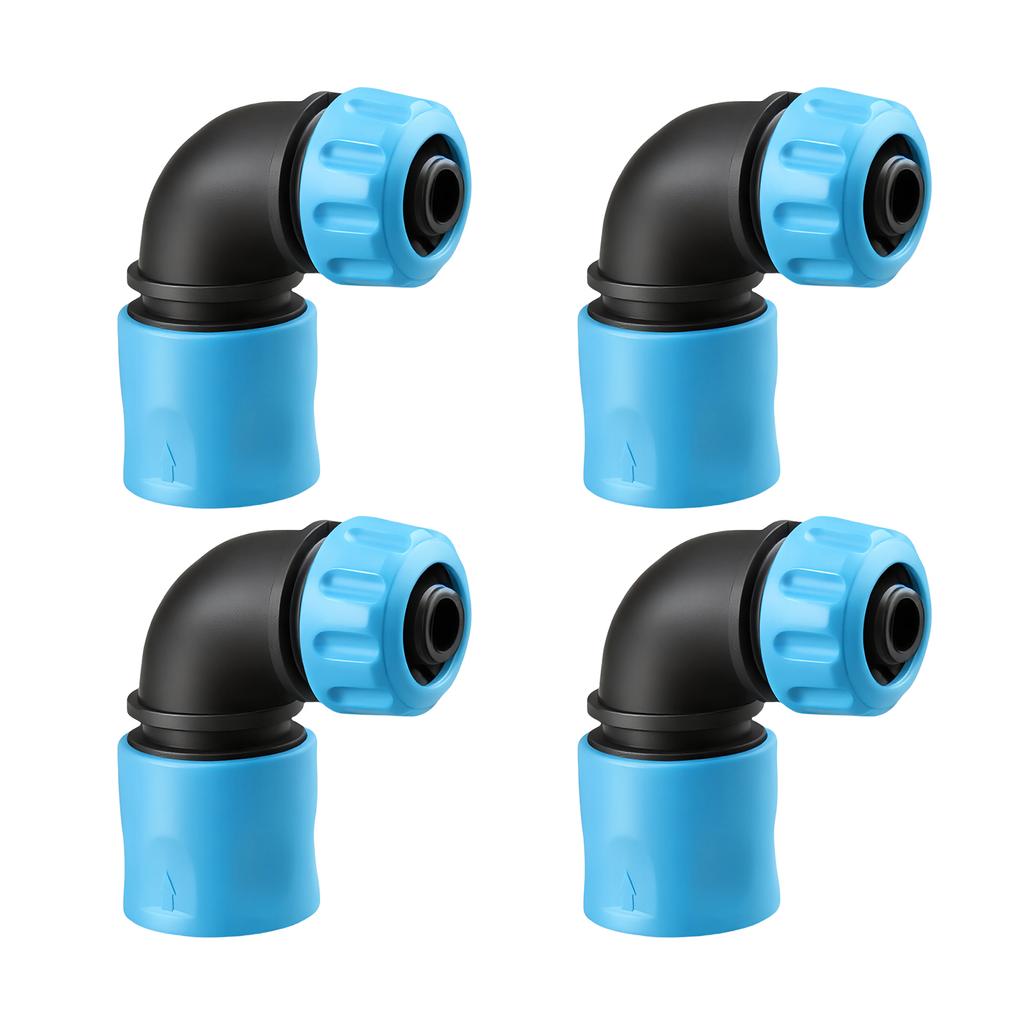 4Pcs Garden Hose Quick Connectors 90 Degree Elbow ABS Water Fittings Suitable For Irrigation Vehicle Washing Outdoor Use
