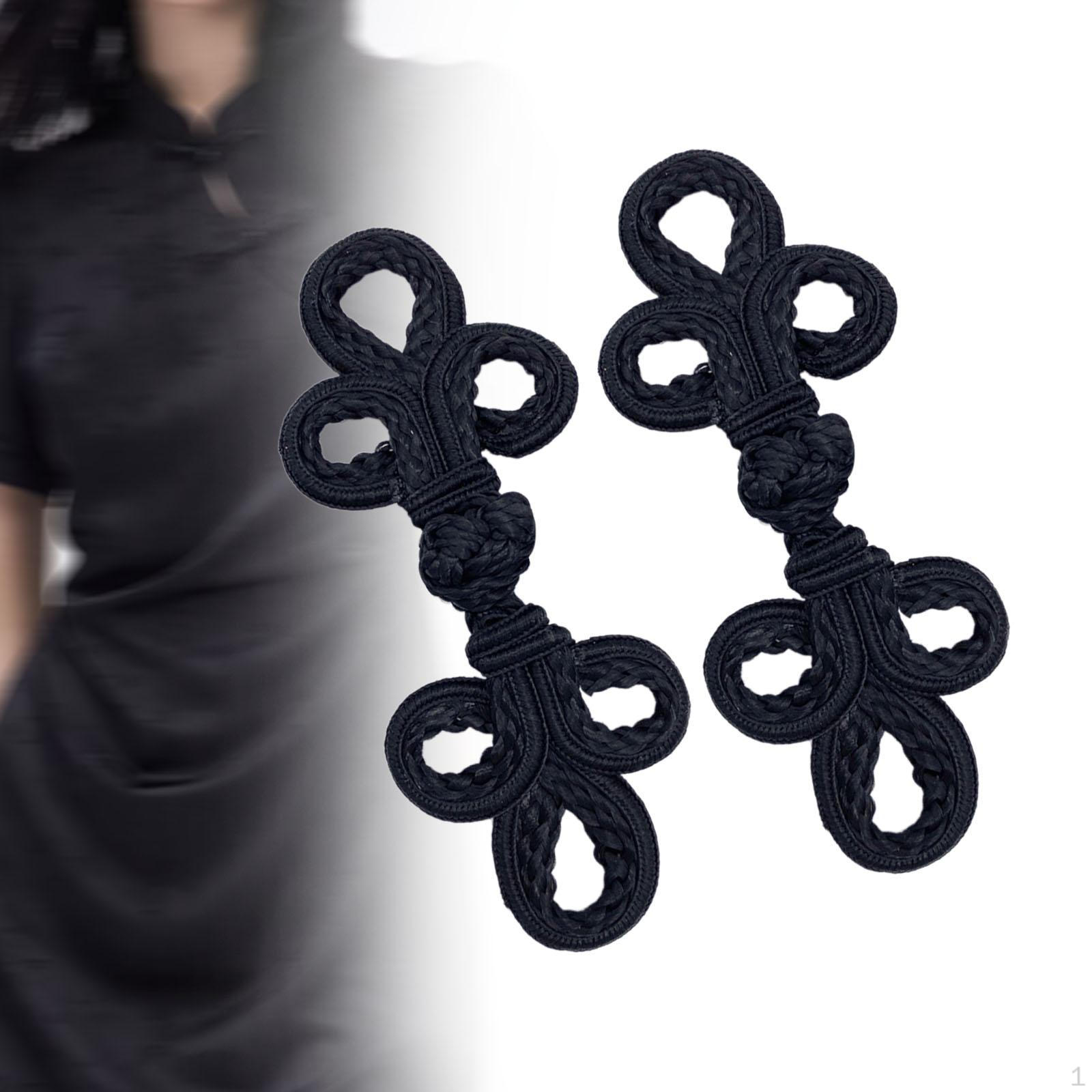 

2 пары застежек-лягушек с китайским узлом для кардигана чёрный