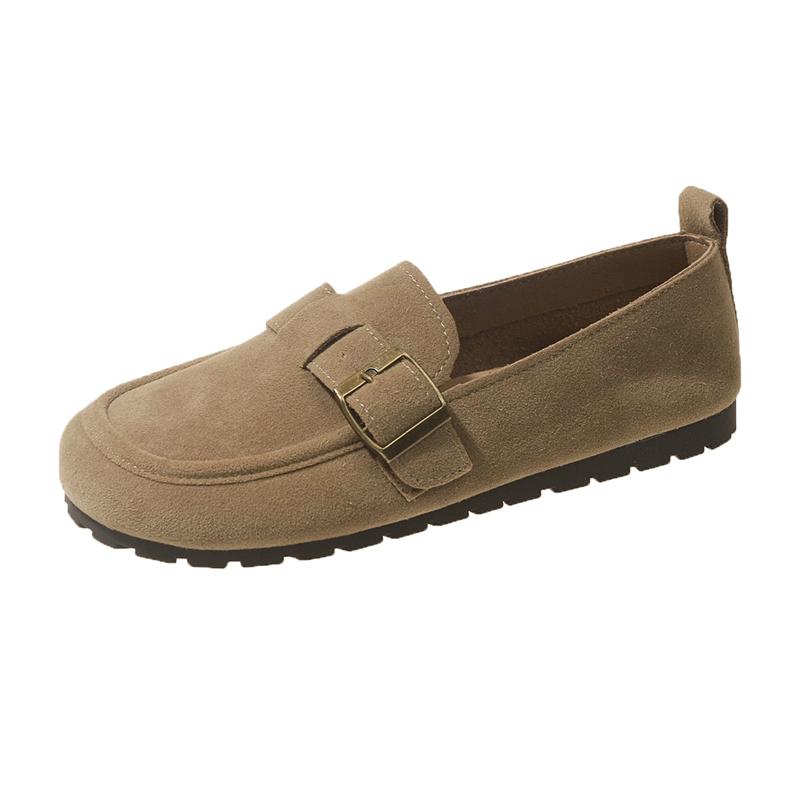Fashion Aphixta Khaki Classic Flats Shoes Women Cotton Fabric Buckle Loafers Shoes Slip On Woman Flat With Student Footwear