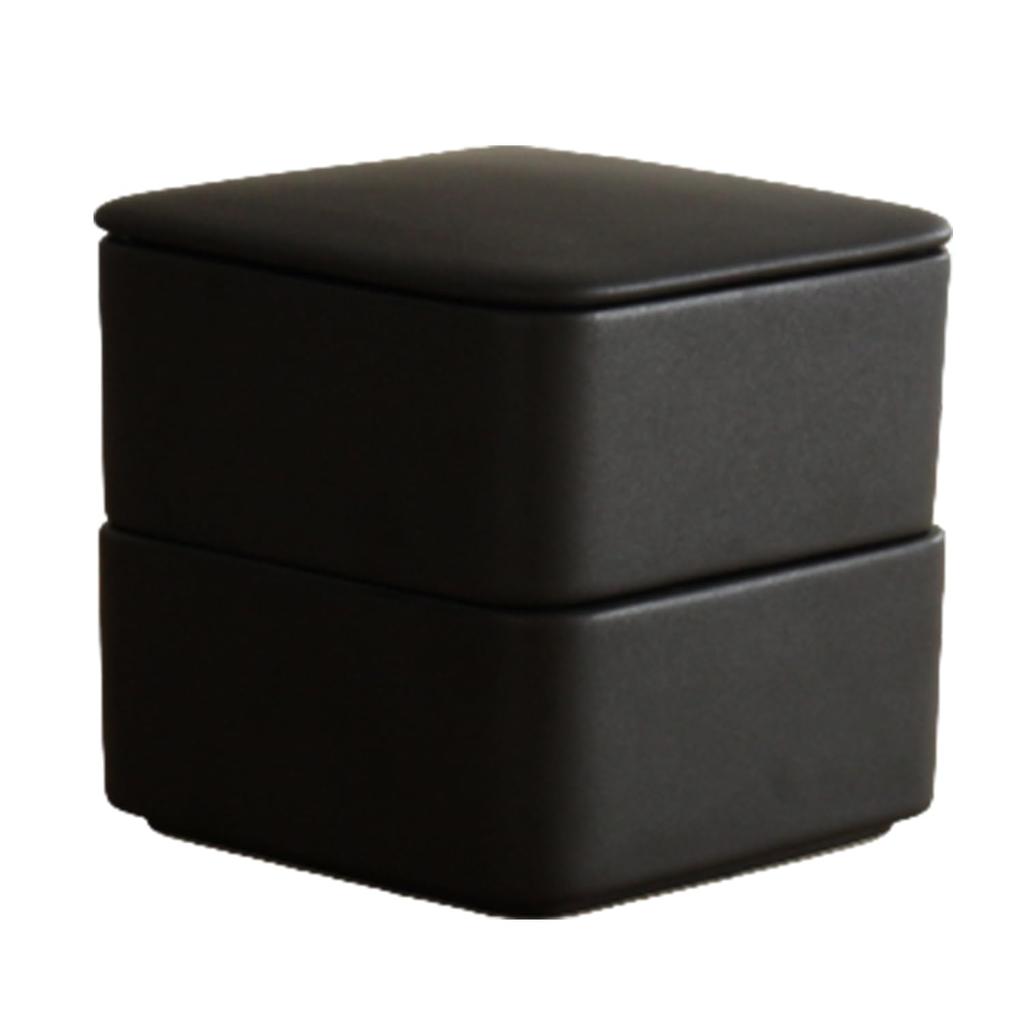 Kamoshika Douguten Square Lidded Storage Containers, Made in Japan, Heat-Resistant Ceramic, Microwave Safe (Set, Black)