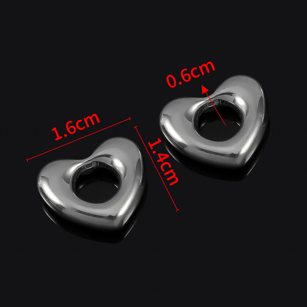 5pcs Stainless Steel Big Hole Heart Charms Pendants for DIY Jewelry Findings Women Necklace Bracelets Supplies Earrings Making