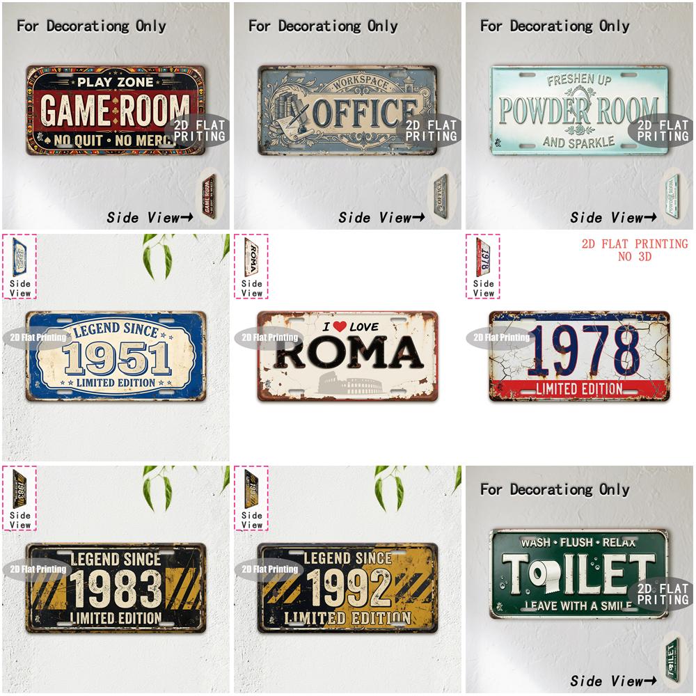 Tin Sign  Vintage Durable Metal Plaque Wall Decor Home Office Bar Man Cave Game Room Powder Room Toilet European City Birth