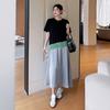 DIMANAF 2025 Women Summer Plus Size Long Dress Vintage Short Sleeve Shirt Dress Basic Elegant Casual Oversized Loose Dress
