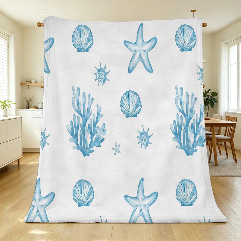 Lightweight Flannel Throw Blanket - Ocean Themed, Soft & Cozy for Home, Couch, Airplane, Christmas & Halloween
