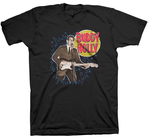

Buddy Holly Music TShirt Short Sleeve Black Cotton Men Size S to 5XL Unisex T-Shirt XXXL