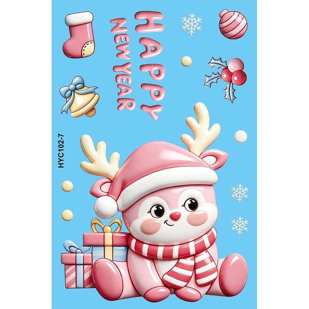 9Pcs PVC Christmas Window Stickers Removable Christmas Static Stickers  New Year Party Decor