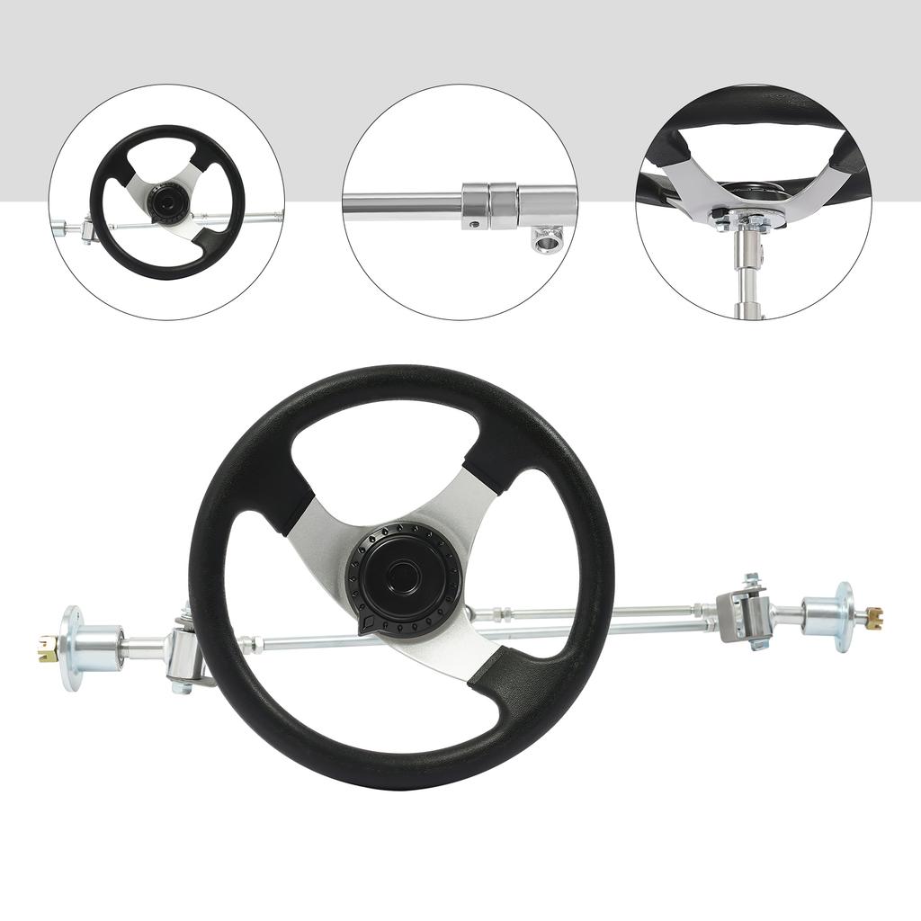 Go Kart Front Steering Wheel,640mm Front Steering Tie Rod Ball Rack Joint Strut Knuckle Spindle Kit,For 168CC ATV Go Kart Quad