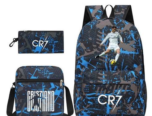 Football Star Print Youth Primary And Secondary School Students Schoolbag Three-Piece Set Men'S And Women'S Backpack