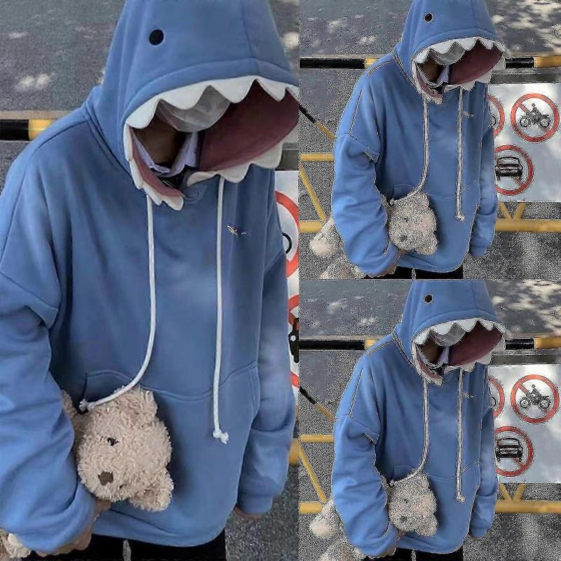 Unisex Lustige Haifischzahn Kapuzenpullover Langarm Oversized Kordelzug Sweatshirt Lässig Bequem Pullover