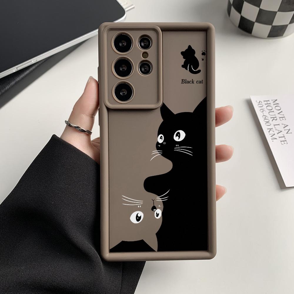 Silicone Case For Samsung A55 5G A16 S25 Ultra S24 FE S23 Plus S22 A54 A53 A35 A34 A33 A25 A15 A14 A13 A06 A05 A05s Cat Covers