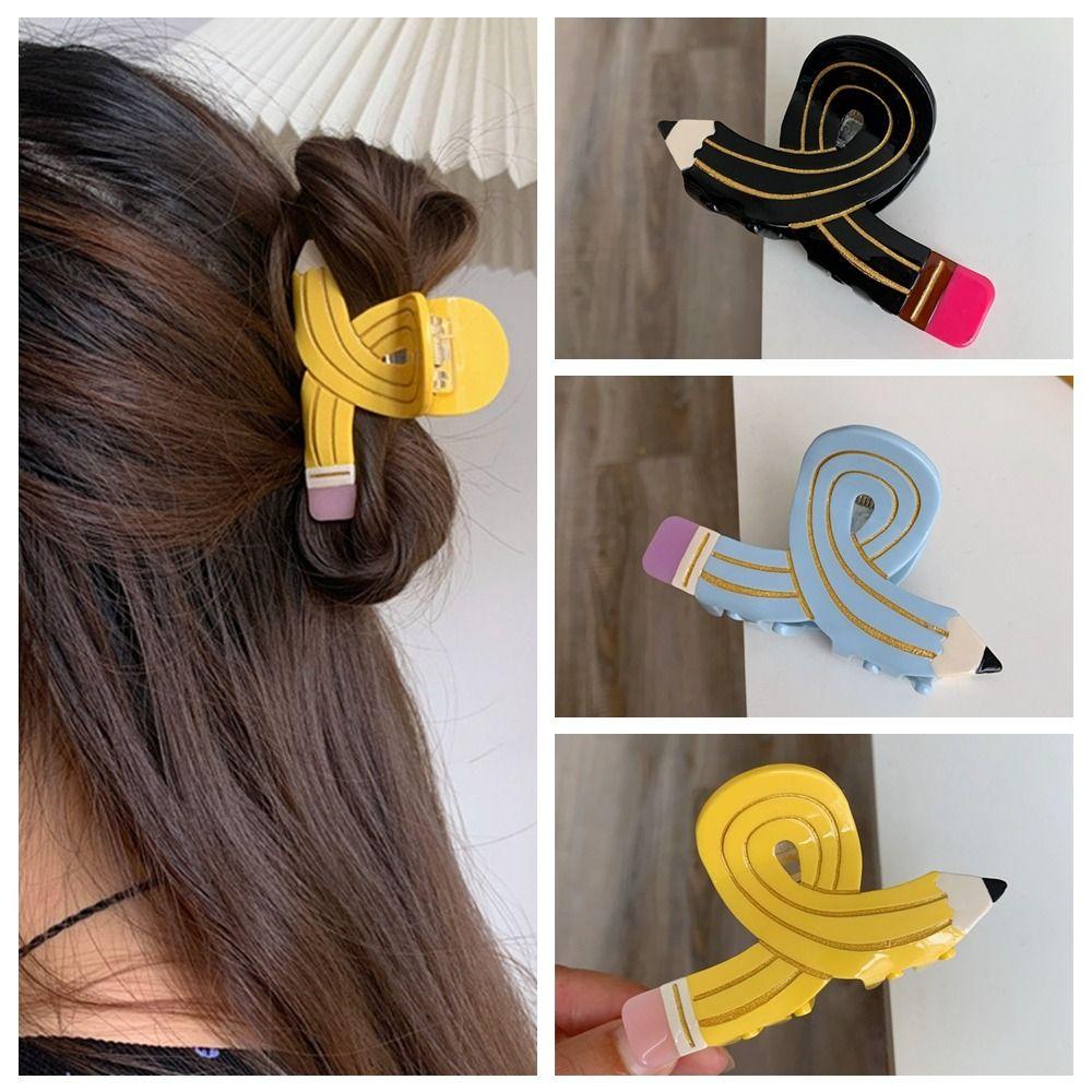 

Cross Pencil Shape Hair Claw Y2k Pen Shark Clip Funny Acetate Claw Clip Party