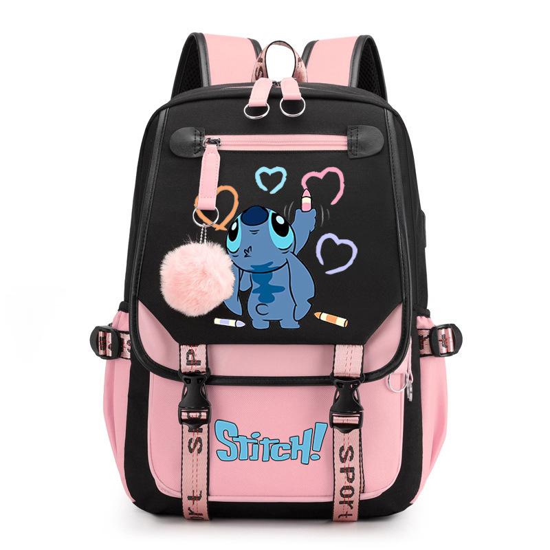 Cute Cartoon Printed Schoolbag Junior High School Student High School Student With Usb Multi-Function Student Schoolbag