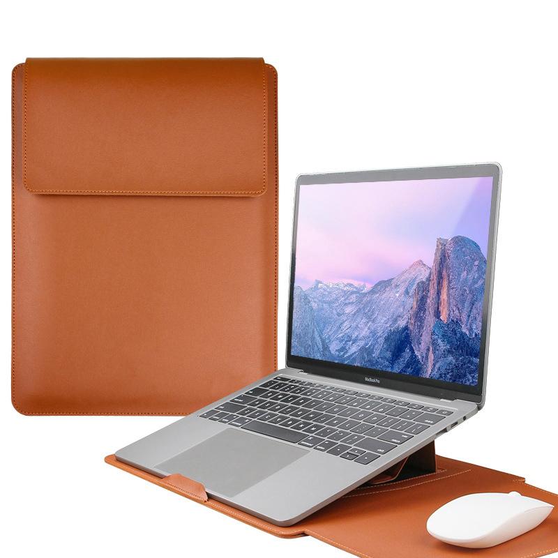 Multipurpose Laptop Sleeve 13/14/15/16 Inch With Bracket Waterproof Laptop Bag Laptop Case Macbook Sleeve Air Pro PU Leather