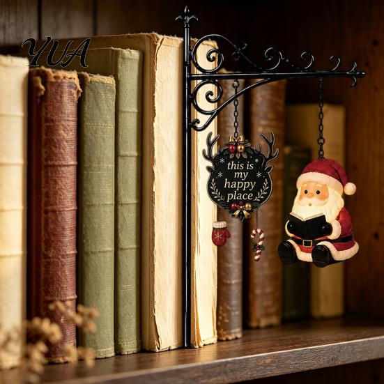 Decorative Holiday Night Light 2PCS Christmas Bookshelf Lamp, Resin Santa Claus Elk Snowman Hanging Wall Mounted Light, Multi-Color Lighting