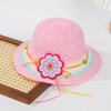 Cute outdoor children's straw hat sun flower ribbon baby girl sunshade sun hat summer travel sunscreen hat