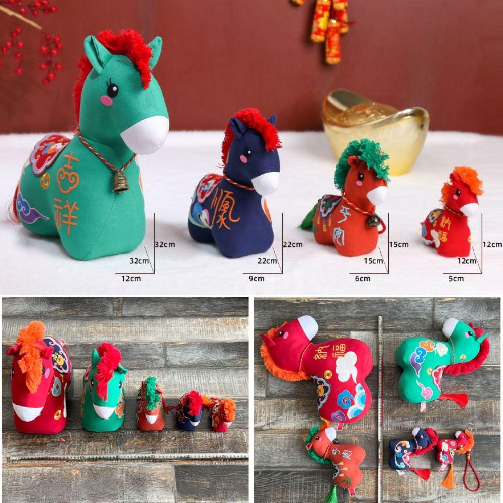 Stuffed Animal Chinese Horse Mascot Embroidery New Year Blessing Souvenir  Festival Decoration