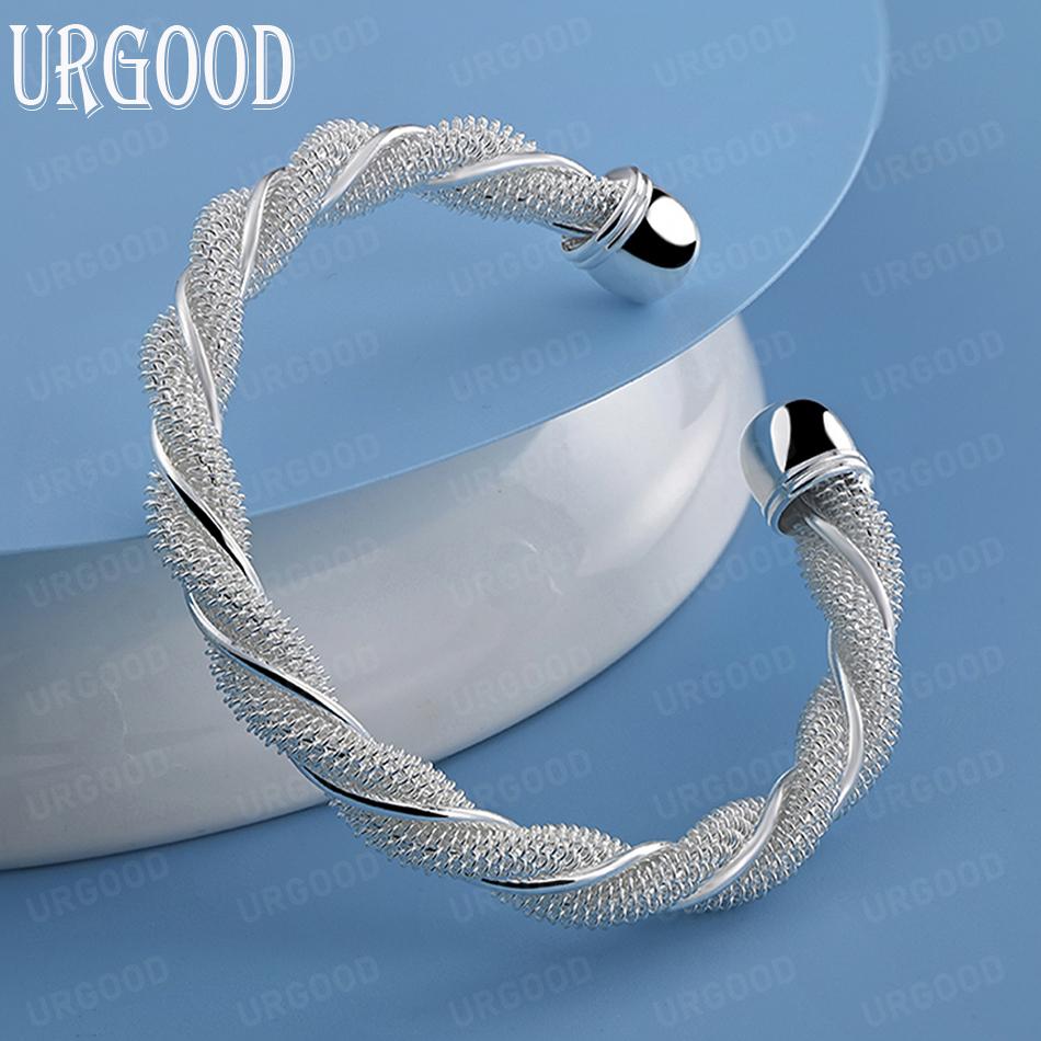 925 Sterling Silver Adjustable Twist Bracelet Wedding Jewelry
