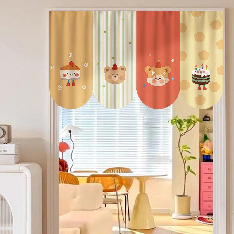Short Door Curtain Irregular Door Window Curtains Short Curtain Cabinet Wardrobe Dust-proof Cover Home Kitchen Supplies
