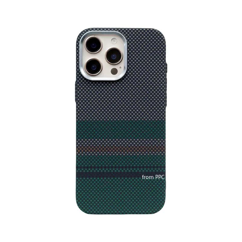 Carbon Relief MagSafe Cover Case for iPhone 15 16 Pro Max Wireless Charging Magnetic Phone Shell Alloy Camera Ring Hard PC Funda