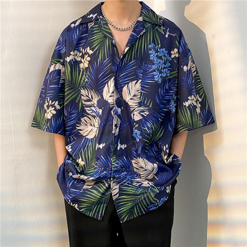 2026 Large Retro Cuban Collar Men's Ice Silk Short Sleeve Shirt