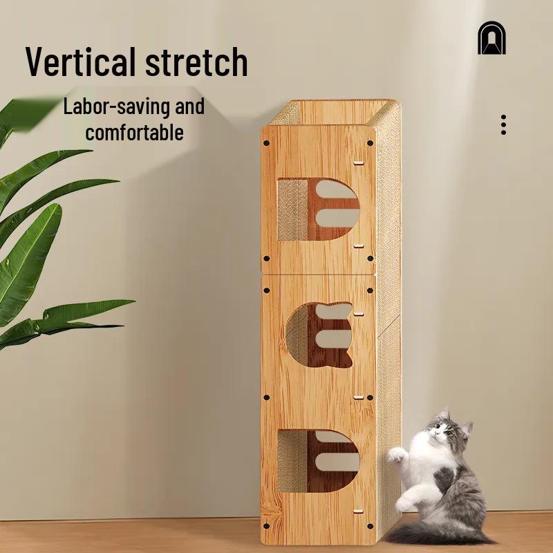 Large Vertical Cat Scratching Post with Tunnel Toy, Self-Entertainment, No Shedding, Wear-Resistant Enlarged Cat Villa