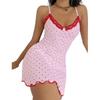 2025 Heart Print Slim Fit Lace V-Neck Women's Camisole Nightgown Pajamas