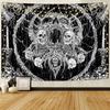 Tapestry Gothic Skull Black White Horror