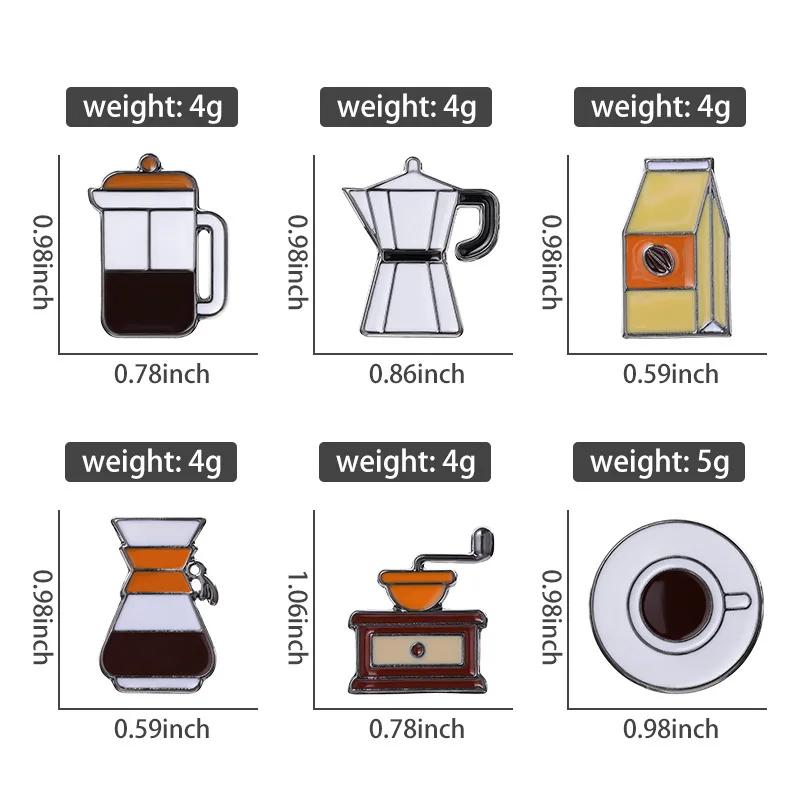 Kaffee-Liebhaber Emaille-Pins Individueller Topf Tasse Broschen Anstecknadeln Kreativer Café Schmuck Geschenk für Barista Freunde