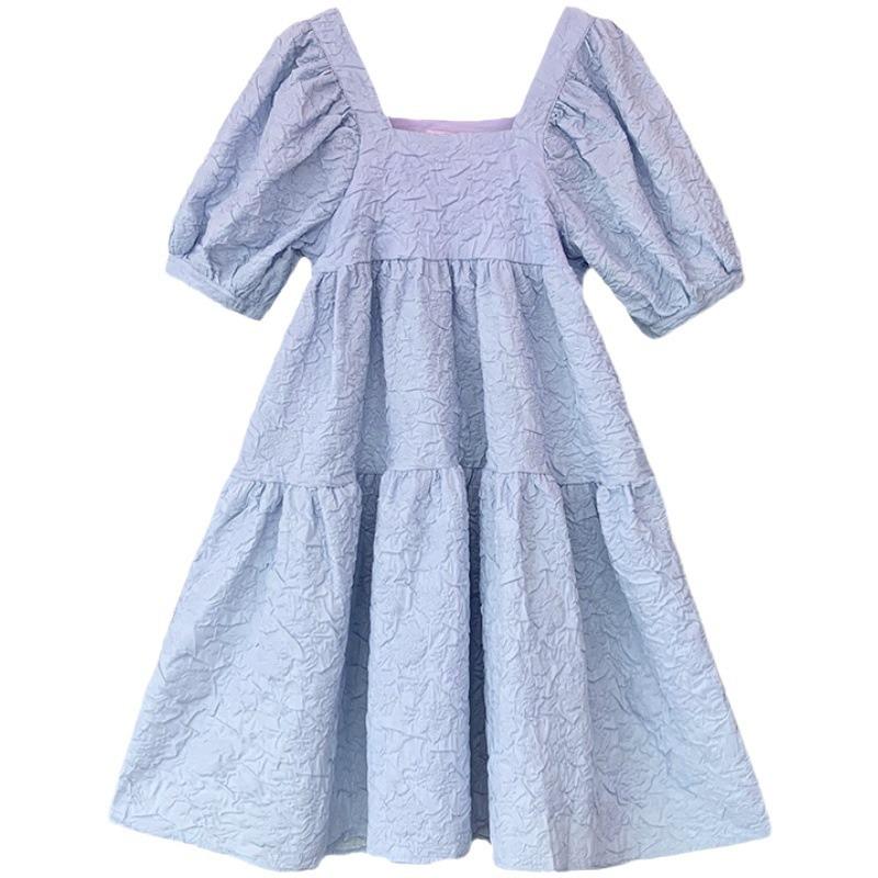 Summer women's collar bubble sleeve dress small doll dress sweet but princess dress thin A-shaped dress